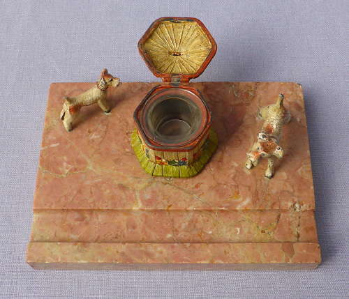 Cold-Painted Wire Haired Fox Terrier Ink Stand