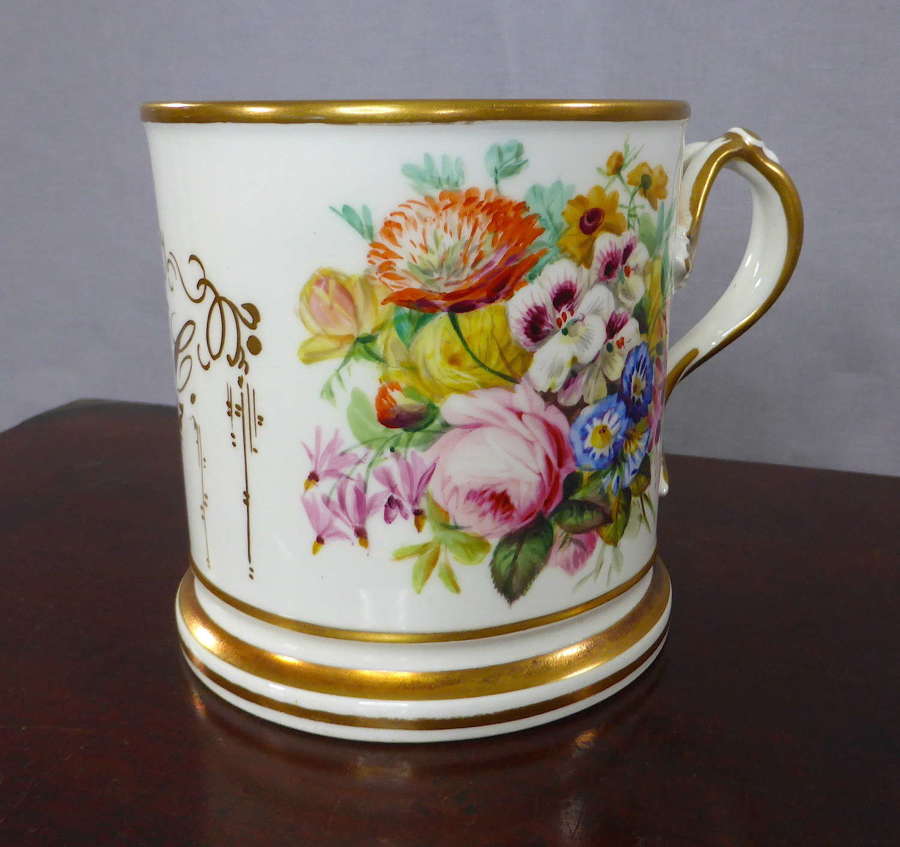 Handpainted 19th Century Floral Cider Mug