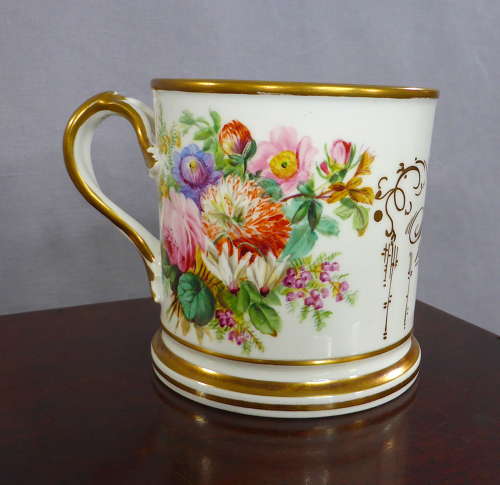 Handpainted 19th Century Floral Cider Mug