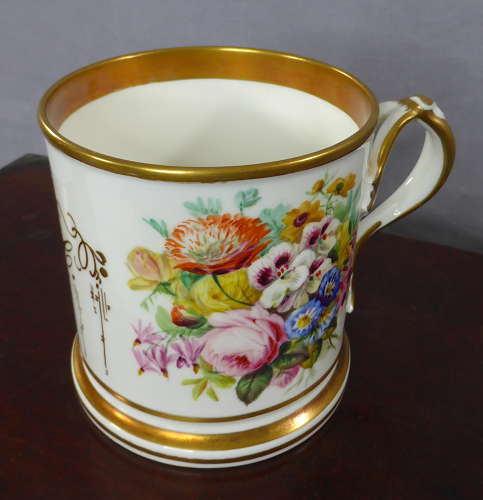 Handpainted 19th Century Floral Cider Mug