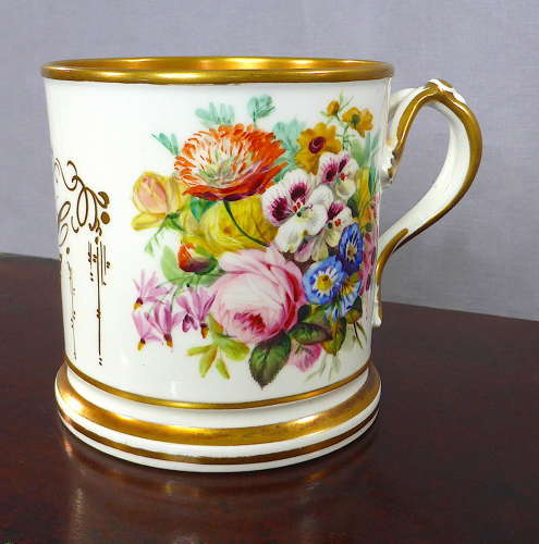 Handpainted 19th Century Floral Cider Mug