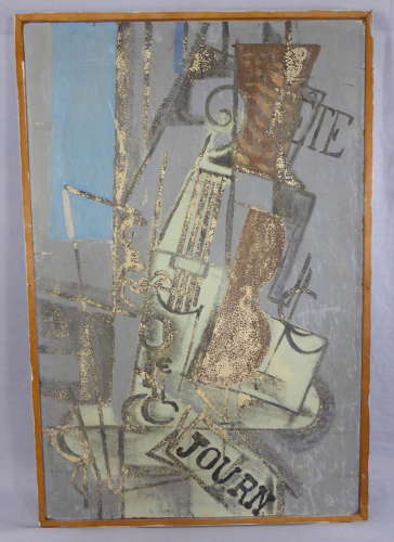 Large Cubist Pierrot Painting After Juan Gris