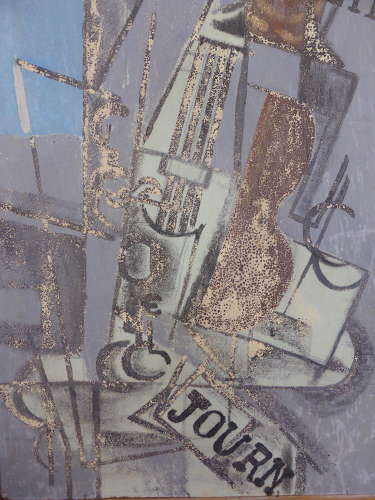 Large Cubist Pierrot Painting After Juan Gris