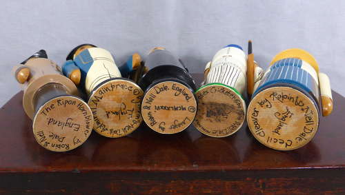 Five Handmade Wooden Stump Dolls