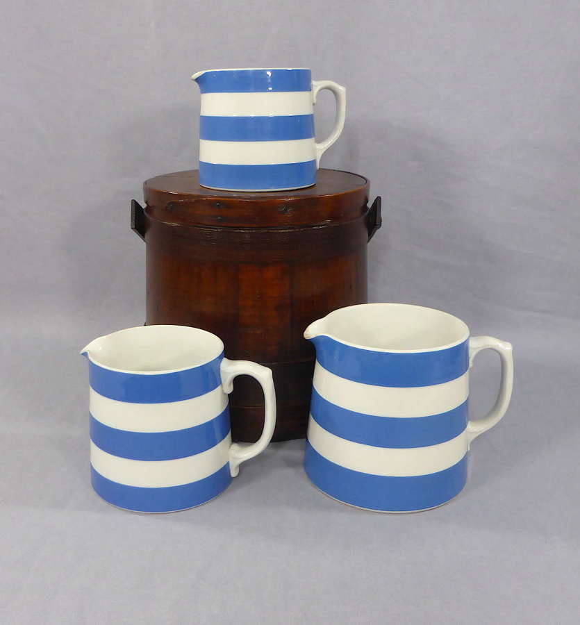3 Graduated T G Green Cornishware Jugs
