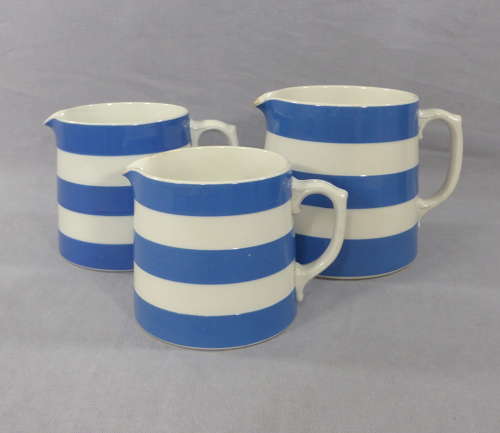 3 Graduated T G Green Cornishware Jugs