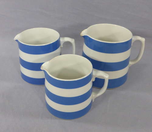 3 Graduated T G Green Cornishware Jugs
