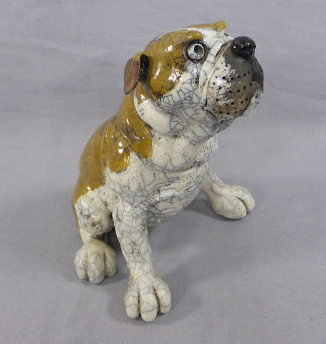 Raku Pottery Bulldog by Phil Hayes