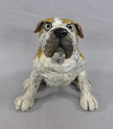 Raku Pottery Bulldog by Phil Hayes