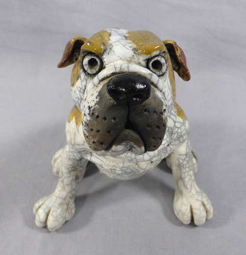 Raku Pottery Bulldog by Phil Hayes
