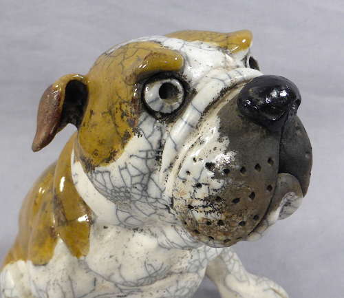 Raku Pottery Bulldog by Phil Hayes