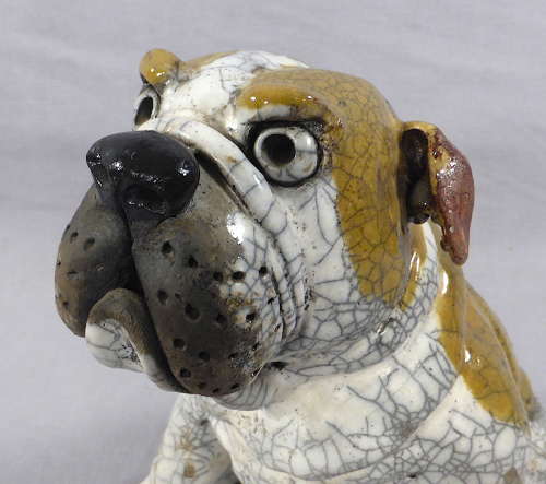 Raku Pottery Bulldog by Phil Hayes