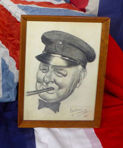 Pencil drawing of Churchill