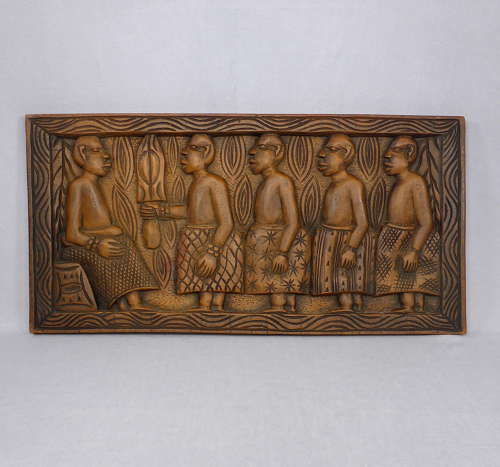 African carved wooden Yoruba panel