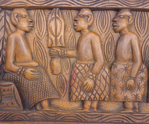 African carved wooden Yoruba panel