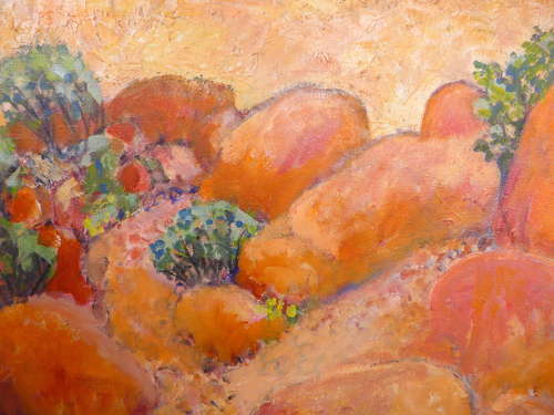 Signed abstract painting of Alice Springs, Australia
