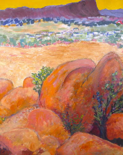 Signed abstract painting of Alice Springs, Australia