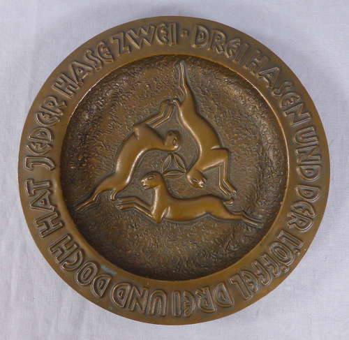 Bronze three hares wall plaque