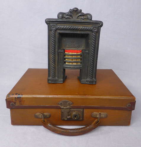 Miniature fireplace match holder & strike