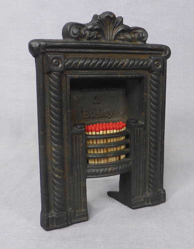 Miniature fireplace match holder & strike