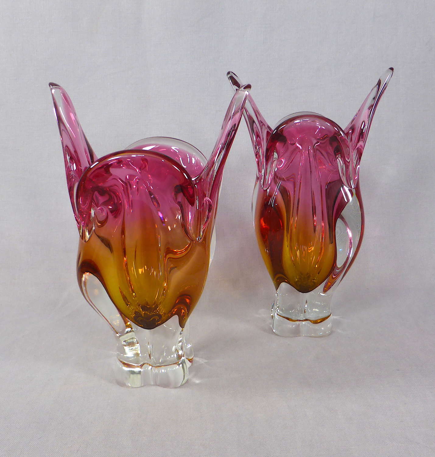 Czech Chřibská Cat's Head glass vase by Josef Hospodska