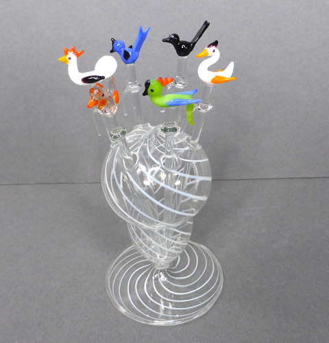 Glass bird cocktail sticks