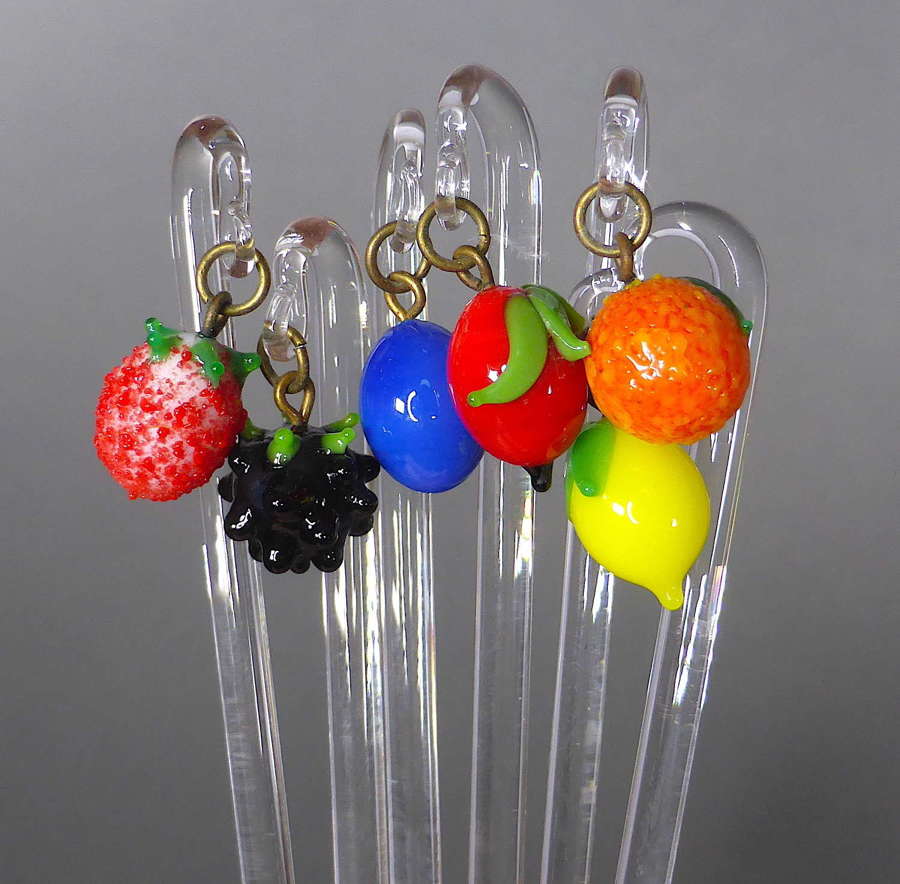 Glass fruit charm cocktail sticks