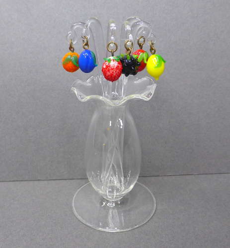 Glass fruit charm cocktail sticks