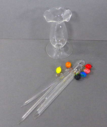 Glass fruit charm cocktail sticks