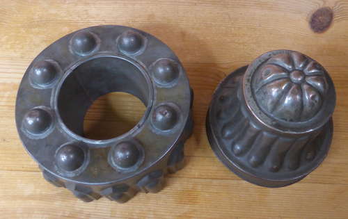Two Tin & Copper Victorian Jelly Moulds