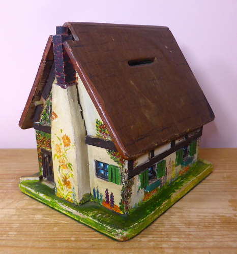Folk Art Cottage Moneybox