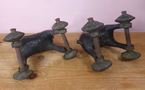 Pair of Bronze Indian Temple Toys on Wheels
